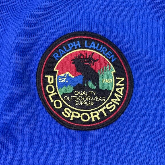 [M] POLO RALPH LAUREN Sportsman Terrain Rugby Long Sleeve Shirt Blue Red Stripes - Picture 4 of 7